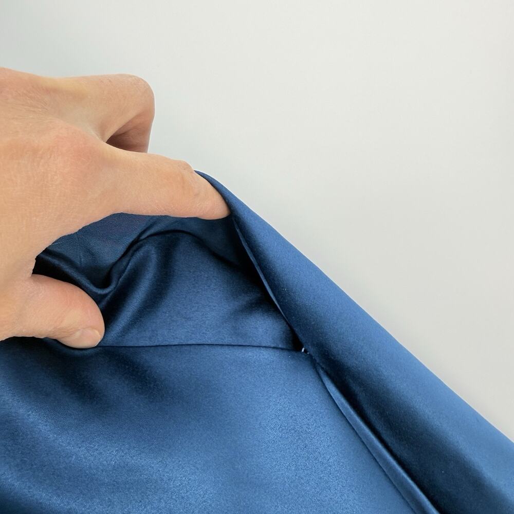 Blue Satin One Shoulder Maxi Gown Open Back Cutout Formal 8 Elegant Bridesmaid - Picture 7 of 8